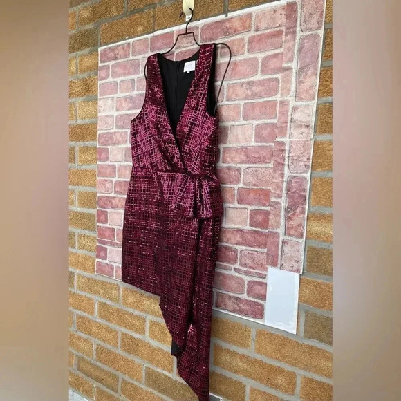 ONE33 SOCIAL FUCHSIA SEQUIN WITH SIDE BOW/SASH EVENING DRESS SZ 12 - Picture 5 of 16